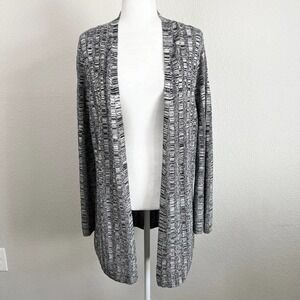 EILEEN Fisher Open Front Cardigan Sweater Gray Silk Organic Linen Women's M